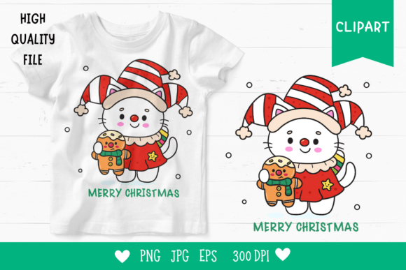 Christmas Cat Clipart Kawaii Animal Xmas: A Unique Digital Asset for Festive Creations