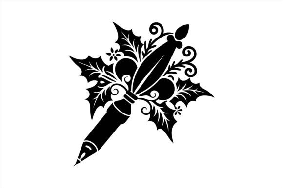 Christmas Floral Pen Icon Silhouette: A Versatile Design Asset for Creative Projects
