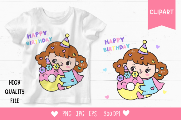Cute Girl Happy Birthday Unicorn Donut: A Joyful Digital Design for Celebrations