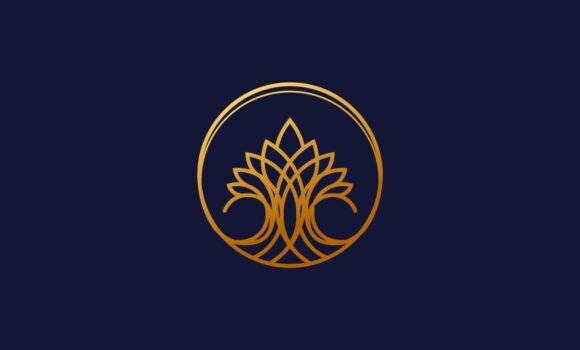 Luxury Tree Logo Design Golden Circle: A Symbol of Strength and Serenity for Modern Branding