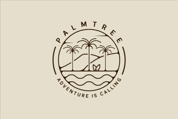 Minimalist Palm Tree and Surfing Beach Logo Line Art: A Versatile Design for Modern Projects