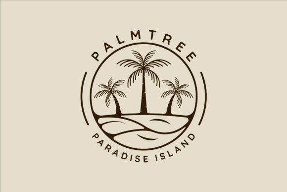 Palm Tree and Ocean Logo Line Art Simple: A Versatile Design for Your Creative Projects