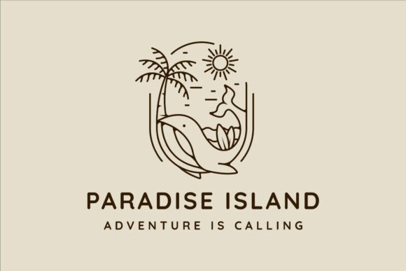 Palm Tree and Whale Logo Line Art Simple: A Versatile Design for Creative Projects