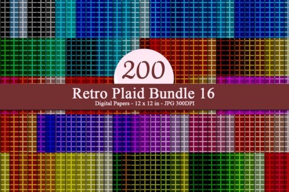Retro Plaid Bundle 16 Digital Papers