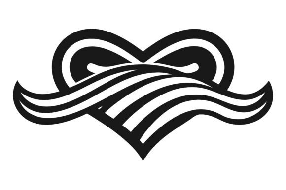Retro Waves Heart Line Art Ribbon Icon: A Versatile Design Element for Creative Projects