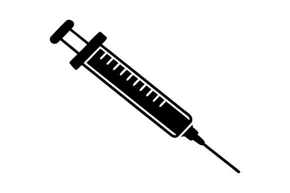 Syringe with Needle Silhouette Icon
