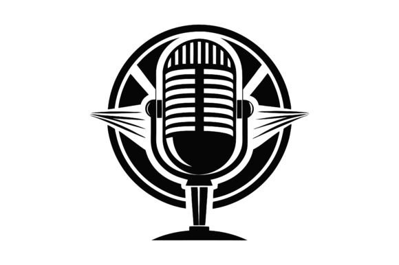 Vintage Art Deco Microphone Silhouette in Graphic Design